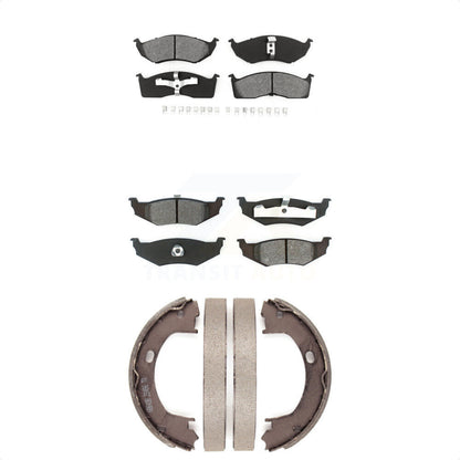 Semi-Metallic Brake Pads And Parking Shoe Front Rear Kit For Neon Dodge Plymouth