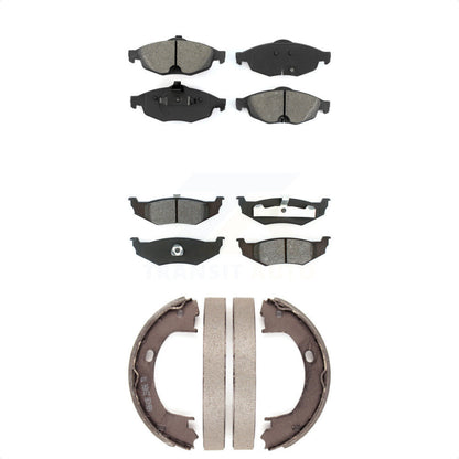 Semi-Metallic Brake Pads Parking Shoes Front Rear Kit For Chrysler Sebring Dodge