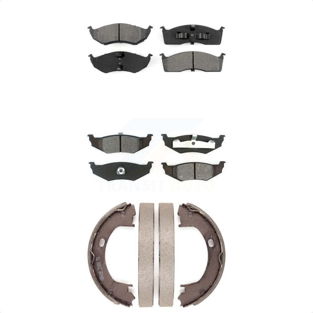 Semi-Metallic Brake Pads Parking Shoe Front Rear Kit For Chrysler Intrepid Dodge