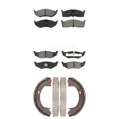 Semi-Metallic Brake Pads Parking Shoe Front Rear Kit For Chrysler Intrepid Dodge