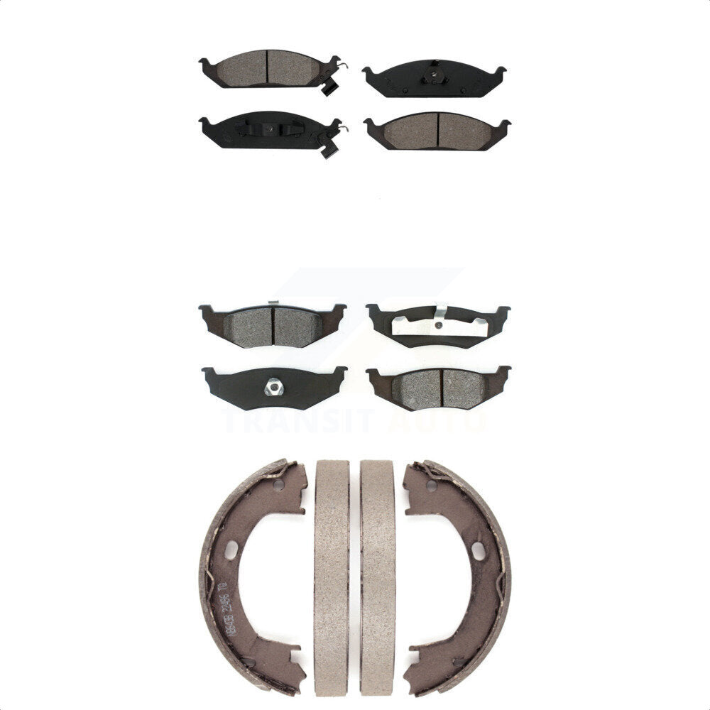 Semi-Metallic Brake Pads And Parking Shoes Front Rear Kit For Chrysler Cirrus