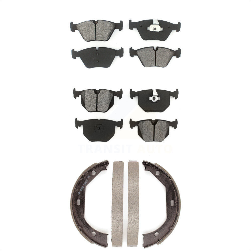 Semi-Metallic Brake Pads & Parking Shoes Front Rear Kit For BMW 330Ci 330i 330xi