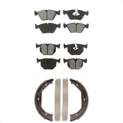 Semi-Metallic Brake Pads & Parking Shoes Front Rear Kit For BMW 330Ci 330i 330xi
