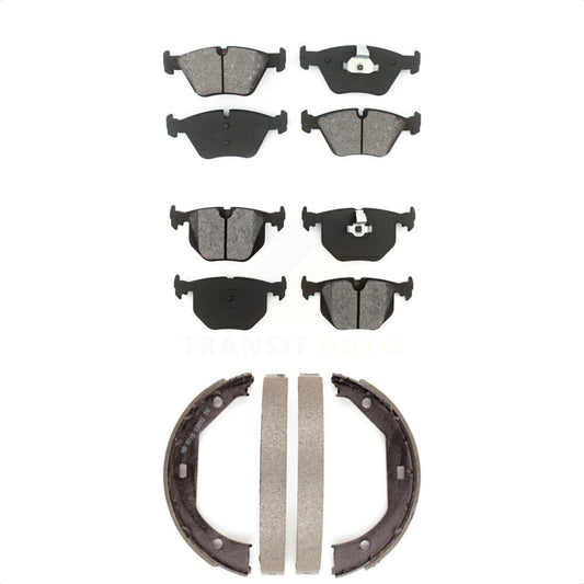 Semi-Metallic Brake Pads & Parking Shoes Front Rear Kit For BMW 330Ci 330i 330xi