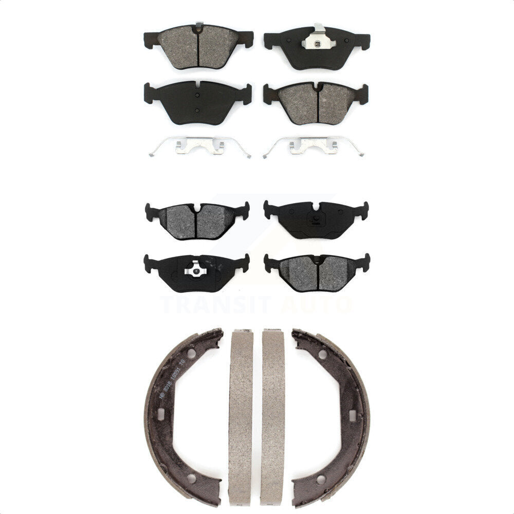 Semi-Metallic Brake Pads And Parking Shoes Front Rear Kit For BMW 528i 525i
