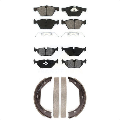 Semi-Metallic Brake Pads And Parking Shoes Front Rear Kit For BMW 528i 525i