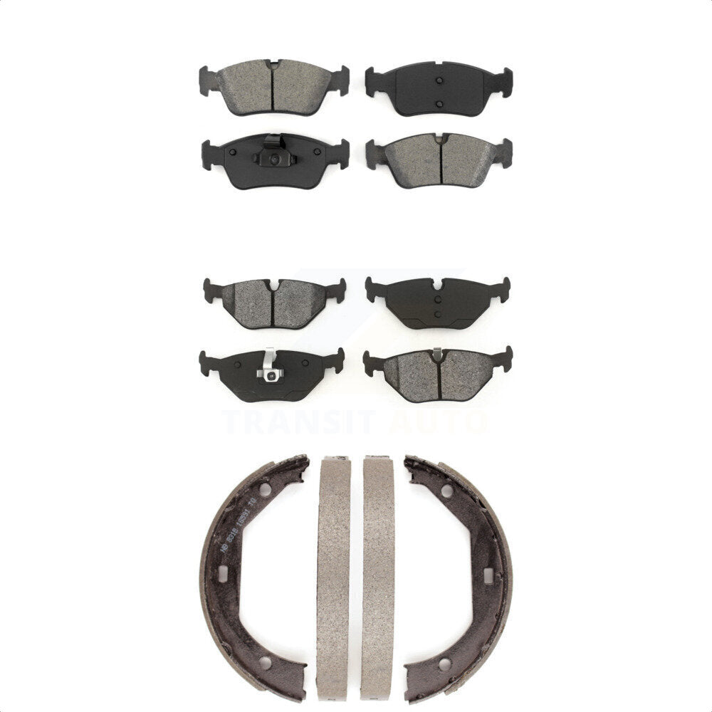 Semi-Metallic Brake Pads And Parking Shoe Front Rear Kit For 2001-2005 BMW 325xi