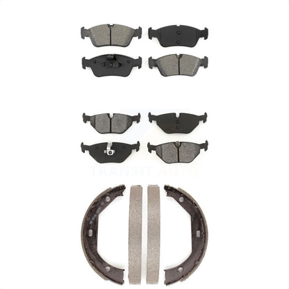 Semi-Metallic Brake Pads And Parking Shoe Front Rear Kit For 2001-2005 BMW 325xi