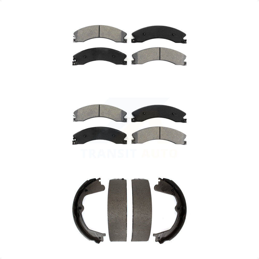 Semi-Metallic Brake Pads Parking Shoe Front Rear Kit For Chevrolet GMC Silverado