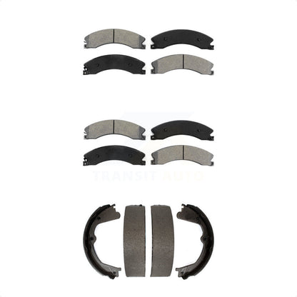 Semi-Metallic Brake Pads Parking Shoe Front Rear Kit For Chevrolet GMC Silverado