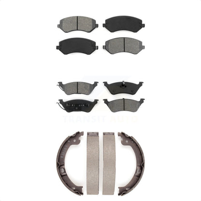 Semi-Metallic Brake Pads & Parking Shoe Front Rear Kit For 2001 Chrysler Voyager