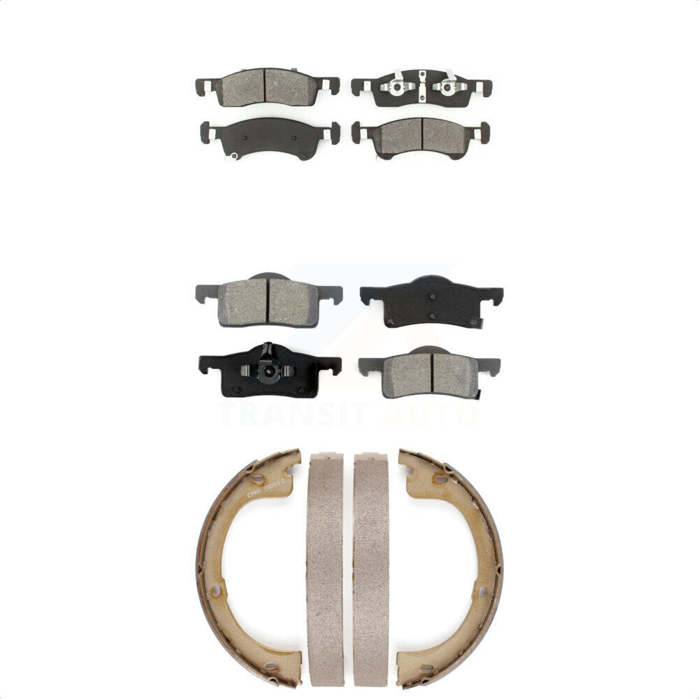 Semi-Metallic Brake Pads Parking Shoe Front Rear Kit For Ford Expedition Lincoln