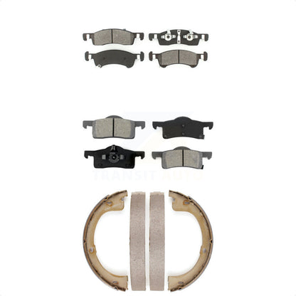 Semi-Metallic Brake Pads Parking Shoe Front Rear Kit For Ford Expedition Lincoln