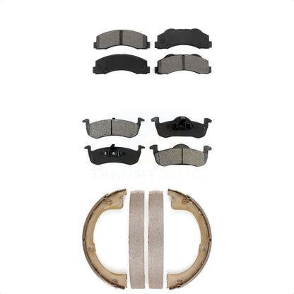 Semi-Metallic Brake Pads Parking Shoe Front Rear Kit For Ford Expedition Lincoln
