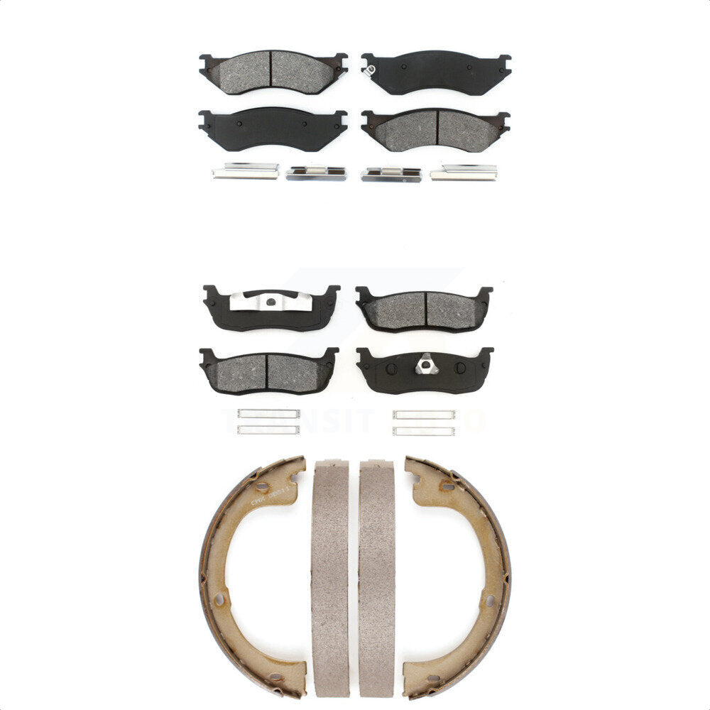 Semi-Metallic Brake Pads And Parking Shoes Front Rear Kit For Lincoln Navigator