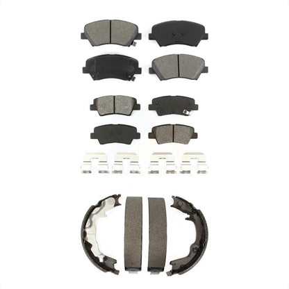 Semi-Metallic Brake Pads And Parking Shoe Front Rear Kit For 2014 Kia Forte Koup