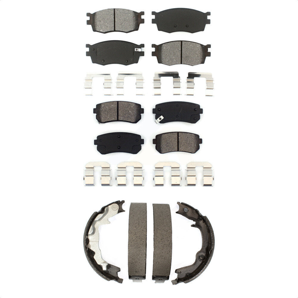 Semi-Metallic Brake Pads Parking Shoe Front Rear Kit For Hyundai Accent Kia Rio5
