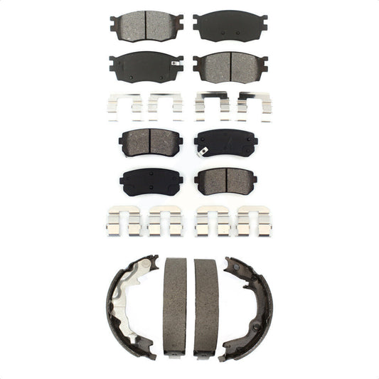 Semi-Metallic Brake Pads Parking Shoe Front Rear Kit For Hyundai Accent Kia Rio5