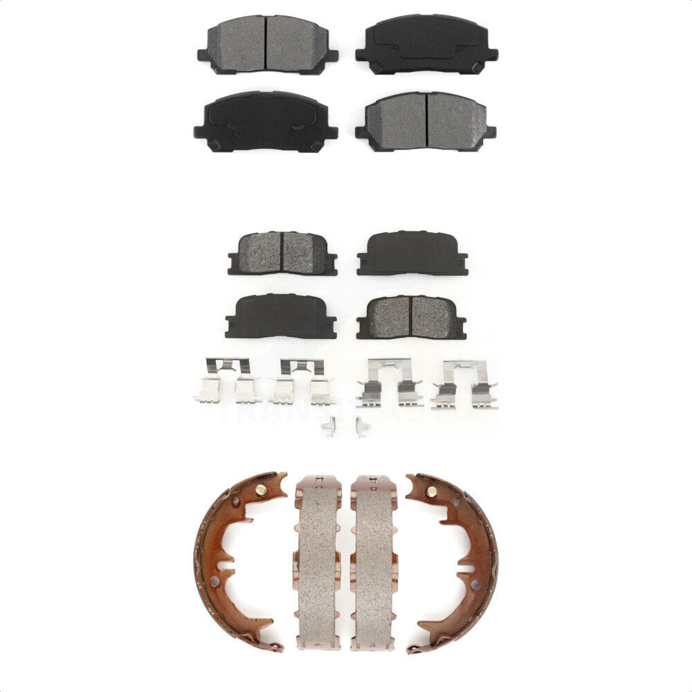 Semi-Metallic Brake Pads Parking Shoe Front Rear Kit For 01-03 Toyota Highlander