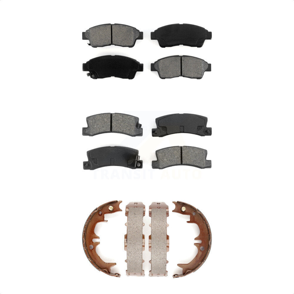 Semi-Metallic Brake Pads Parking Shoe Front Rear Kit For 92-99 Toyota Camry 2.2L
