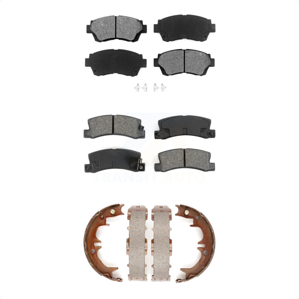 Semi-Metallic Brake Pads And Parking Shoes Front Rear Kit For Toyota Camry Lexus