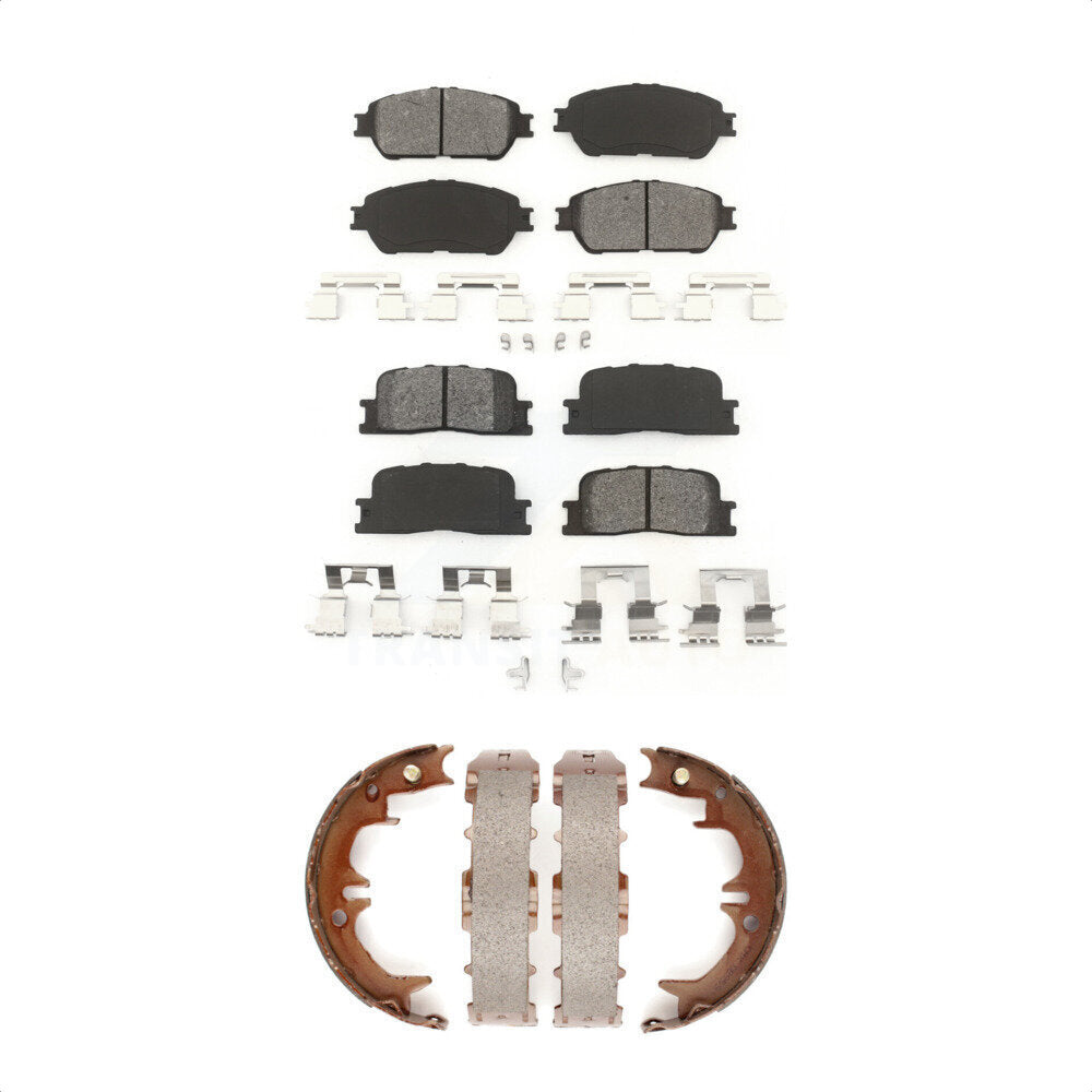 Semi-Metallic Brake Pads And Parking Shoes Front Rear Kit For Toyota Camry Lexus