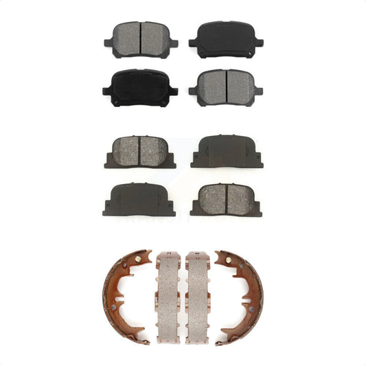 Semi-Metallic Brake Pads And Parking Shoes Front Rear Kit For Toyota Camry Lexus