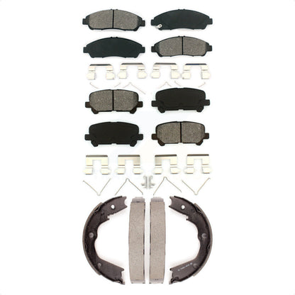 Semi-Metallic Brake Pads & Parking Shoe Front Rear Kit For Honda Pilot Acura MDX