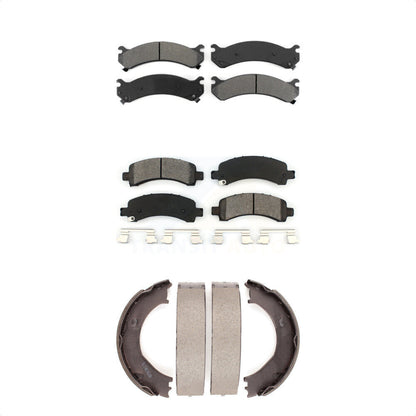 Semi-Metallic Brake Pads & Parking Shoe Front Rear Kit For Chevrolet GMC Express