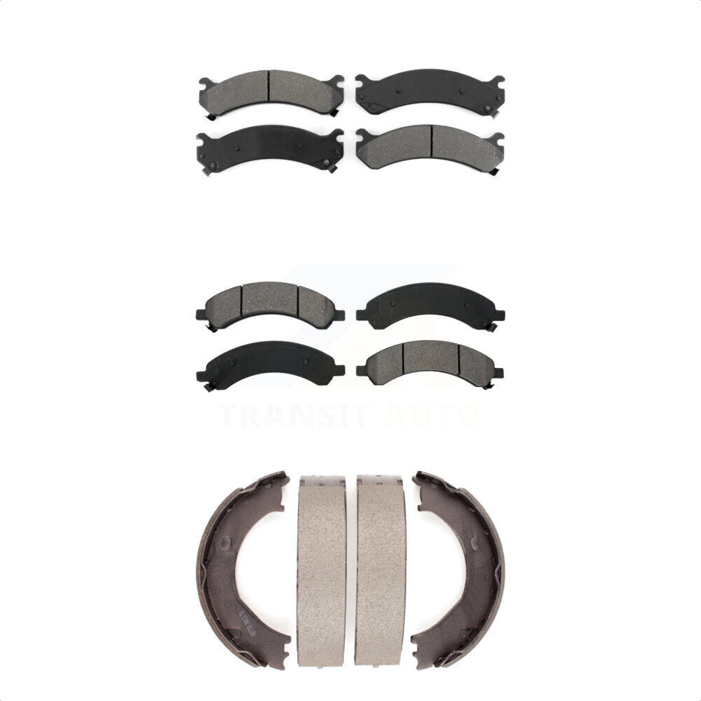 Semi-Metallic Brake Pads Parking Shoes Front Rear Kit For Chevrolet Express 3500