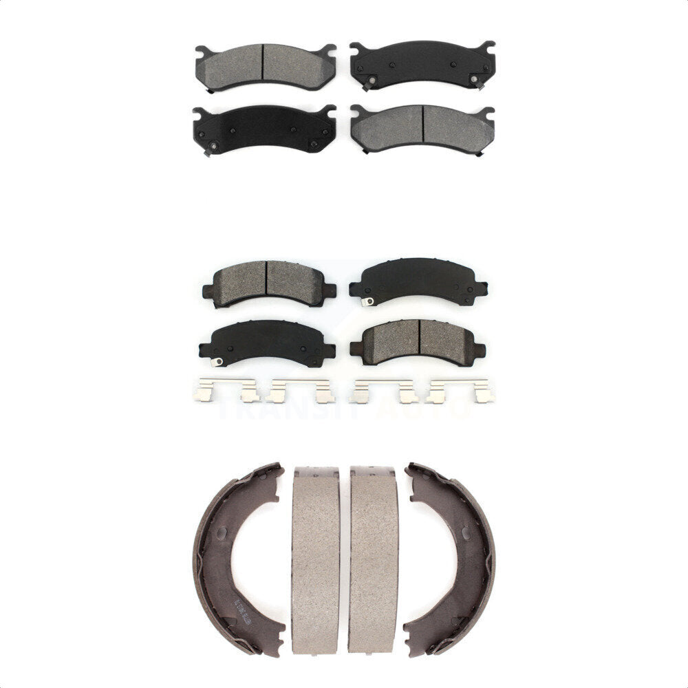 Semi-Metallic Brake Pads Parking Shoes Front Rear Kit For Chevrolet Express 2500