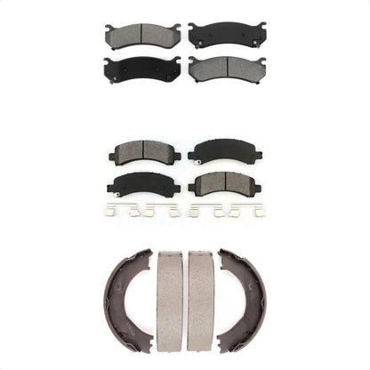 Semi-Metallic Brake Pads Parking Shoes Front Rear Kit For Chevrolet Express 2500