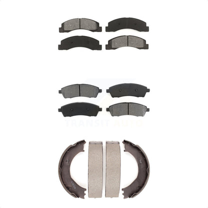 Semi-Metallic Brake Pads & Parking Shoe Front Rear Kit For Ford F-350 Super Duty