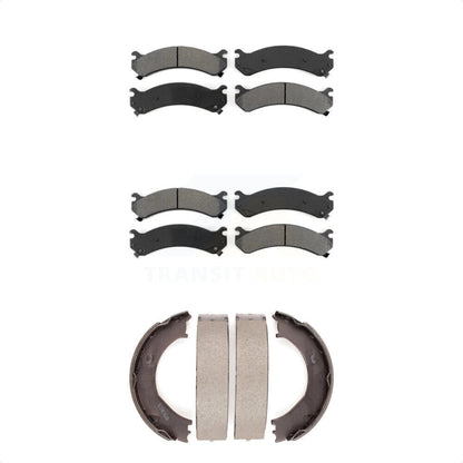 Semi-Metallic Brake Pads Parking Shoe Front Rear Kit For Chevrolet GMC Silverado