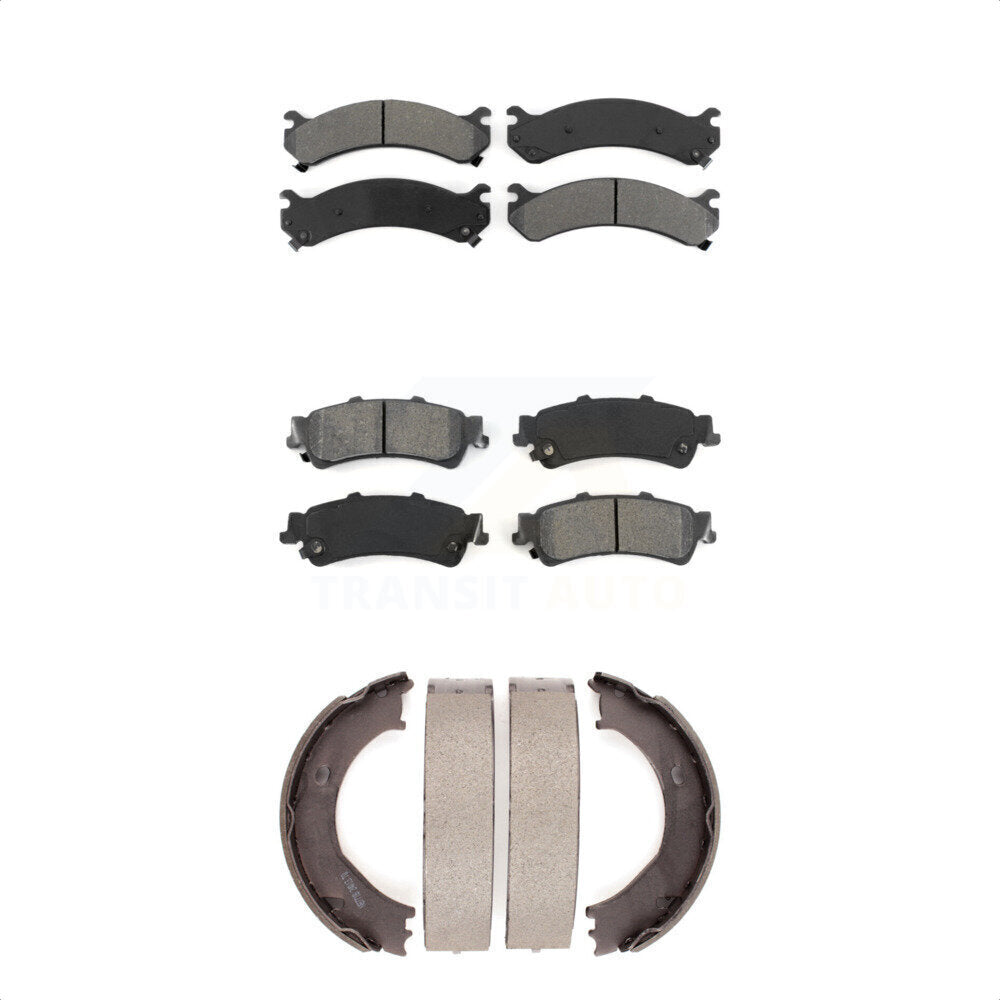Semi-Metallic Brake Pads & Parking Shoes Front Rear Kit For 2001 GMC Sierra 3500