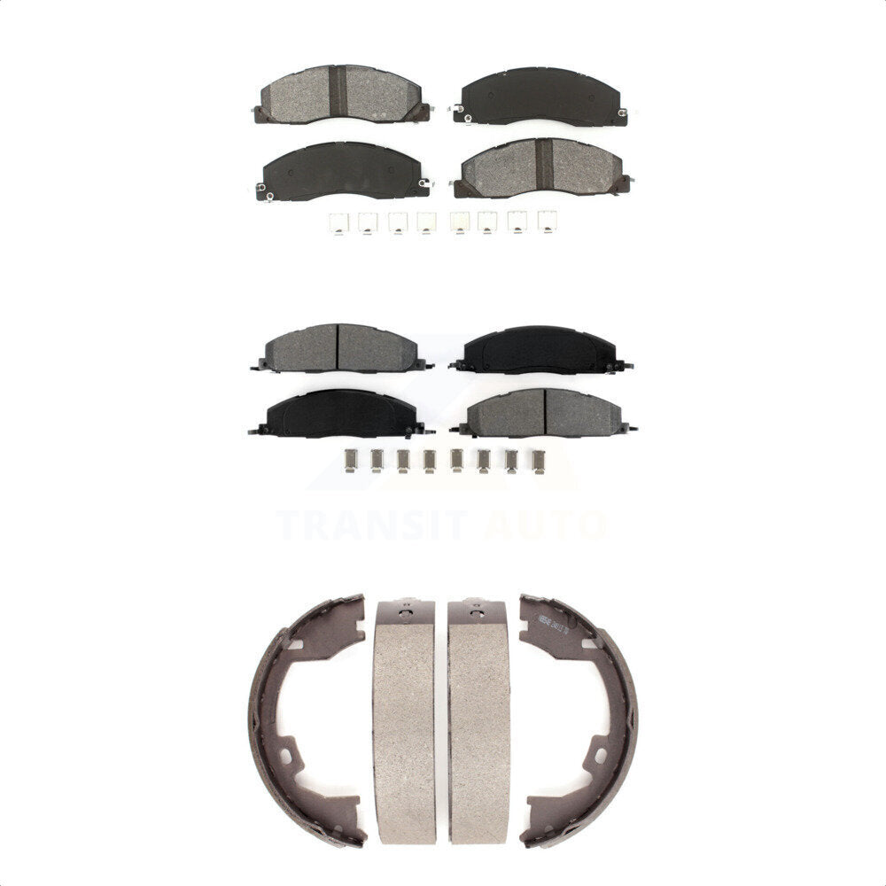 Semi-Metallic Brake Pads And Parking Shoes Front Rear Kit For Ram 3500 2500 1500