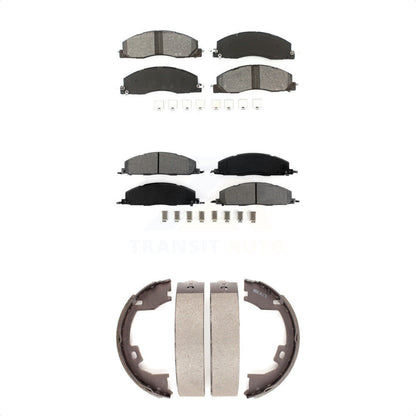 Semi-Metallic Brake Pads And Parking Shoes Front Rear Kit For Ram 3500 2500 1500