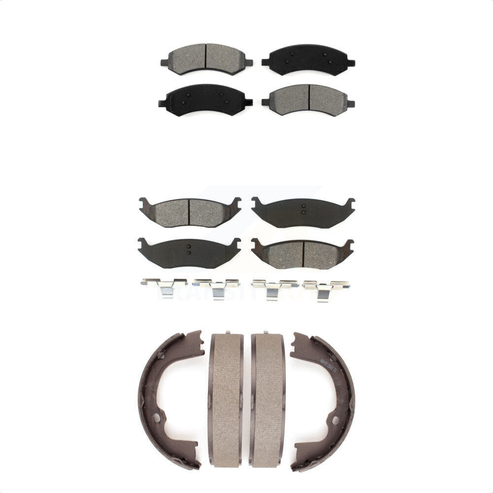Semi-Metallic Brake Pads Parking Shoes Front Rear Kit For Ram 1500 Classic Dodge