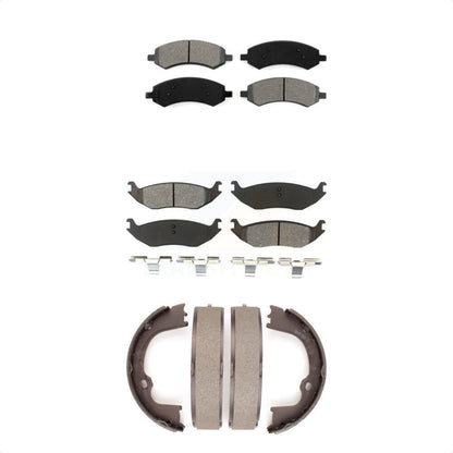 Semi-Metallic Brake Pads Parking Shoes Front Rear Kit For Ram 1500 Classic Dodge