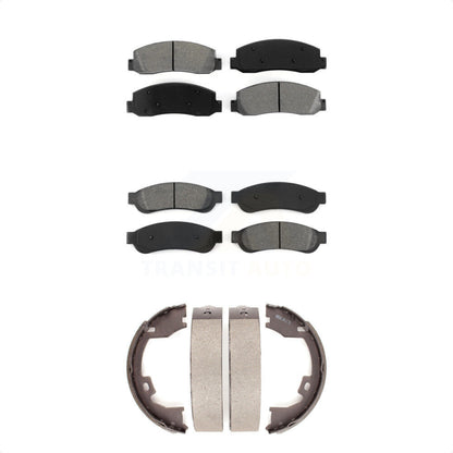 Semi-Metallic Brake Pads & Parking Shoe Front Rear Kit For Ford F-250 Super Duty