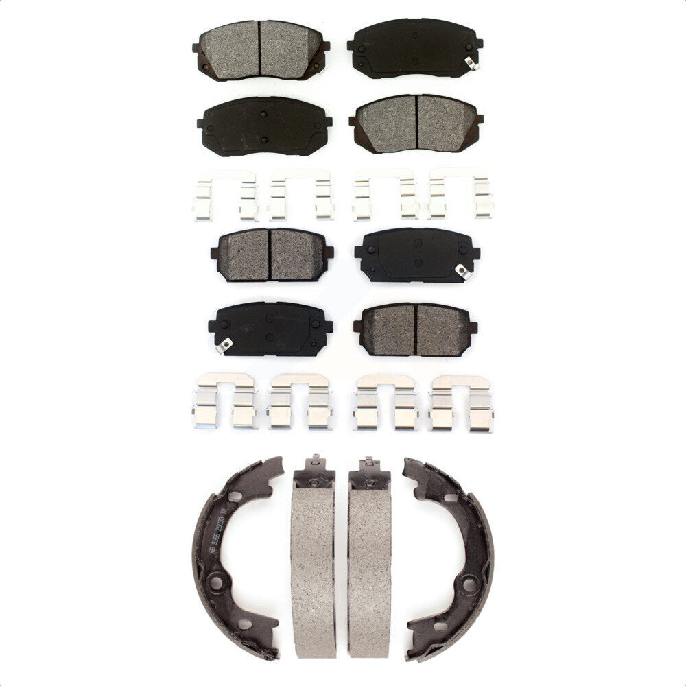Semi-Metallic Brake Pads And Parking Shoe Front Rear Kit For 2007-2010 Kia Rondo