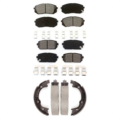 Semi-Metallic Brake Pads And Parking Shoe Front Rear Kit For 2007-2010 Kia Rondo