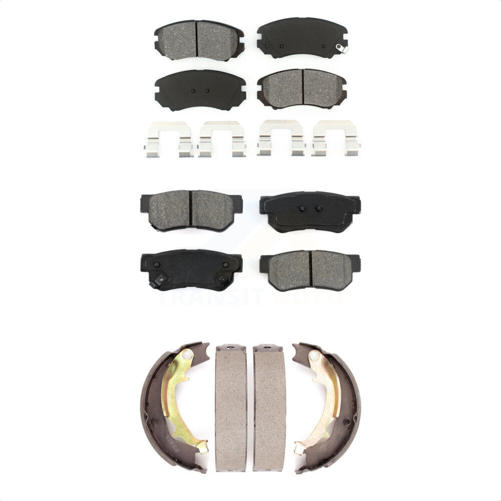 Semi-Metallic Brake Pads And Parking Shoes Front Rear Kit For Hyundai Tucson Kia