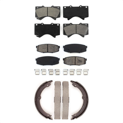 Semi-Metallic Brake Pads & Parking Shoe Front Rear Kit For Toyota Tundra Sequoia