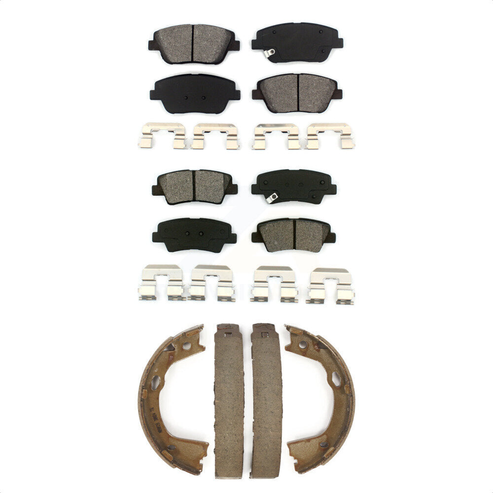 Semi-Metallic Brake Pads And Parking Shoes Front Rear Kit For Hyundai Sonata Kia