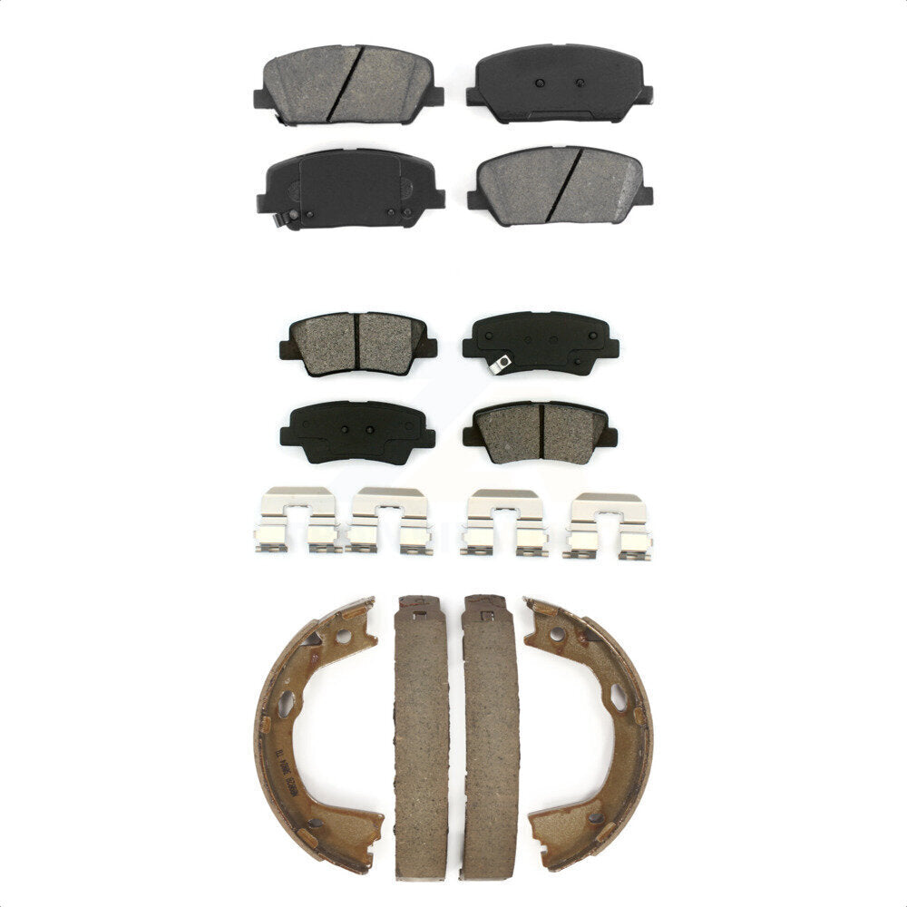 Semi-Metallic Brake Pads And Parking Shoes Front Rear Kit For Kia Optima