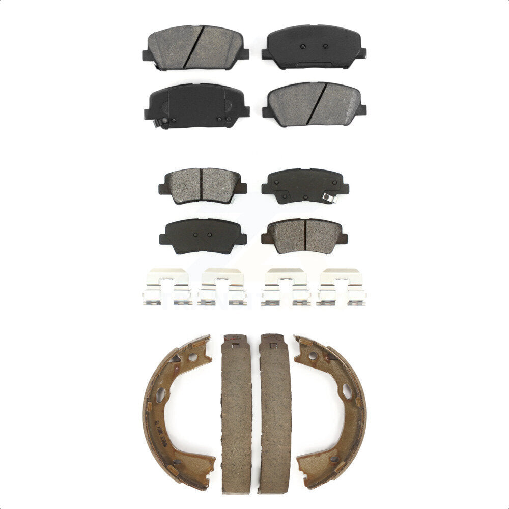 Semi-Metallic Brake Pads And Parking Shoes Front Rear Kit For Kia Optima