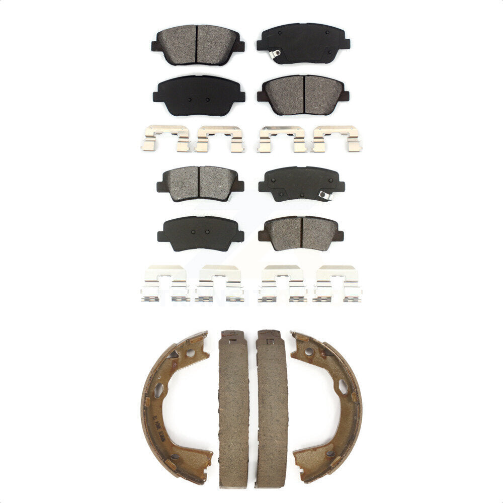 Semi-Metallic Brake Pads And Parking Shoes Front Rear Kit For Kia Optima