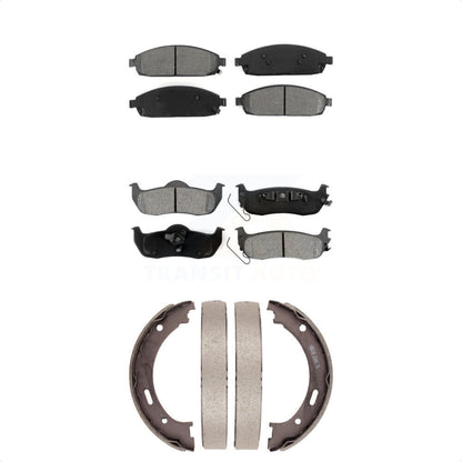 Semi-Metallic Brake Pads And Parking Shoe Front Rear Kit For Jeep Grand Cherokee