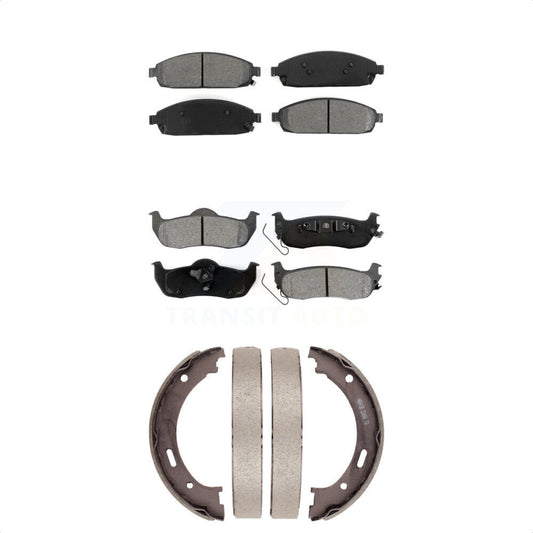 Semi-Metallic Brake Pads And Parking Shoe Front Rear Kit For Jeep Grand Cherokee